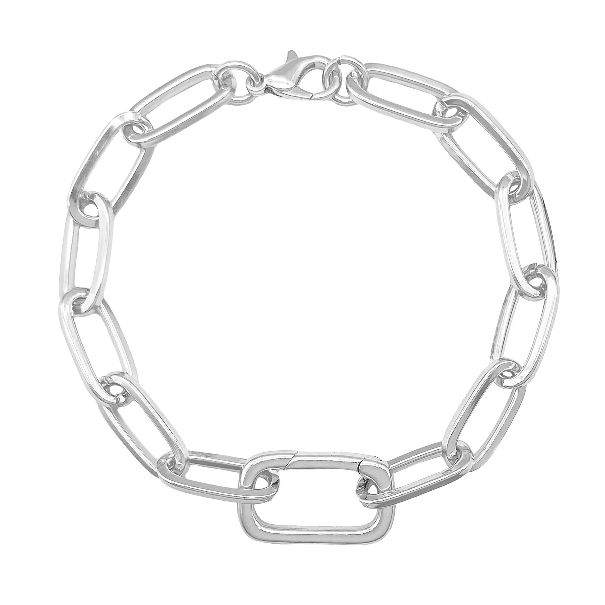 7.1" Silver Paperclip Link Charm Bracelet by Bead Landing™